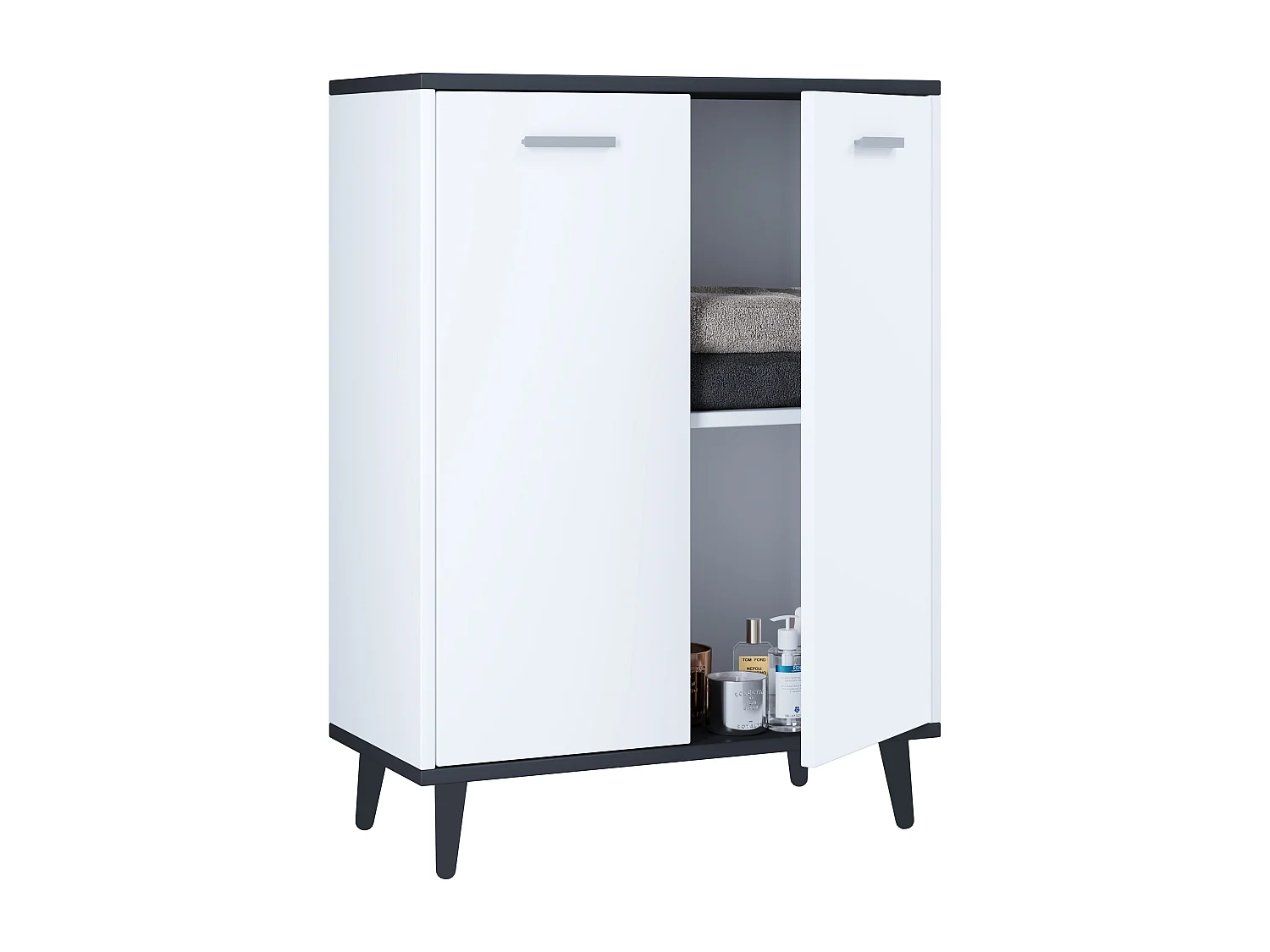 Chest of drawers & sideboards Lindas White / Anthracite H. 81 x W. 60 x D. 28 cm