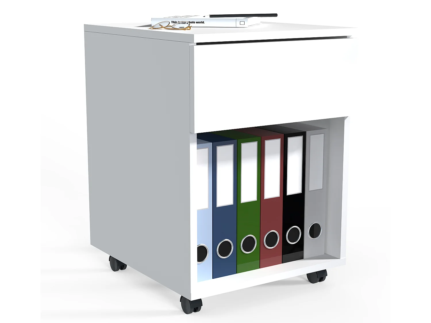 VCM Roll Container | Recipiente lateral com gavetas | Dimensões aprox. A. 55 x L. 39 x P. 45 cm | Contentor de Escritório - Dalosa 1 Gaveta (Branco)