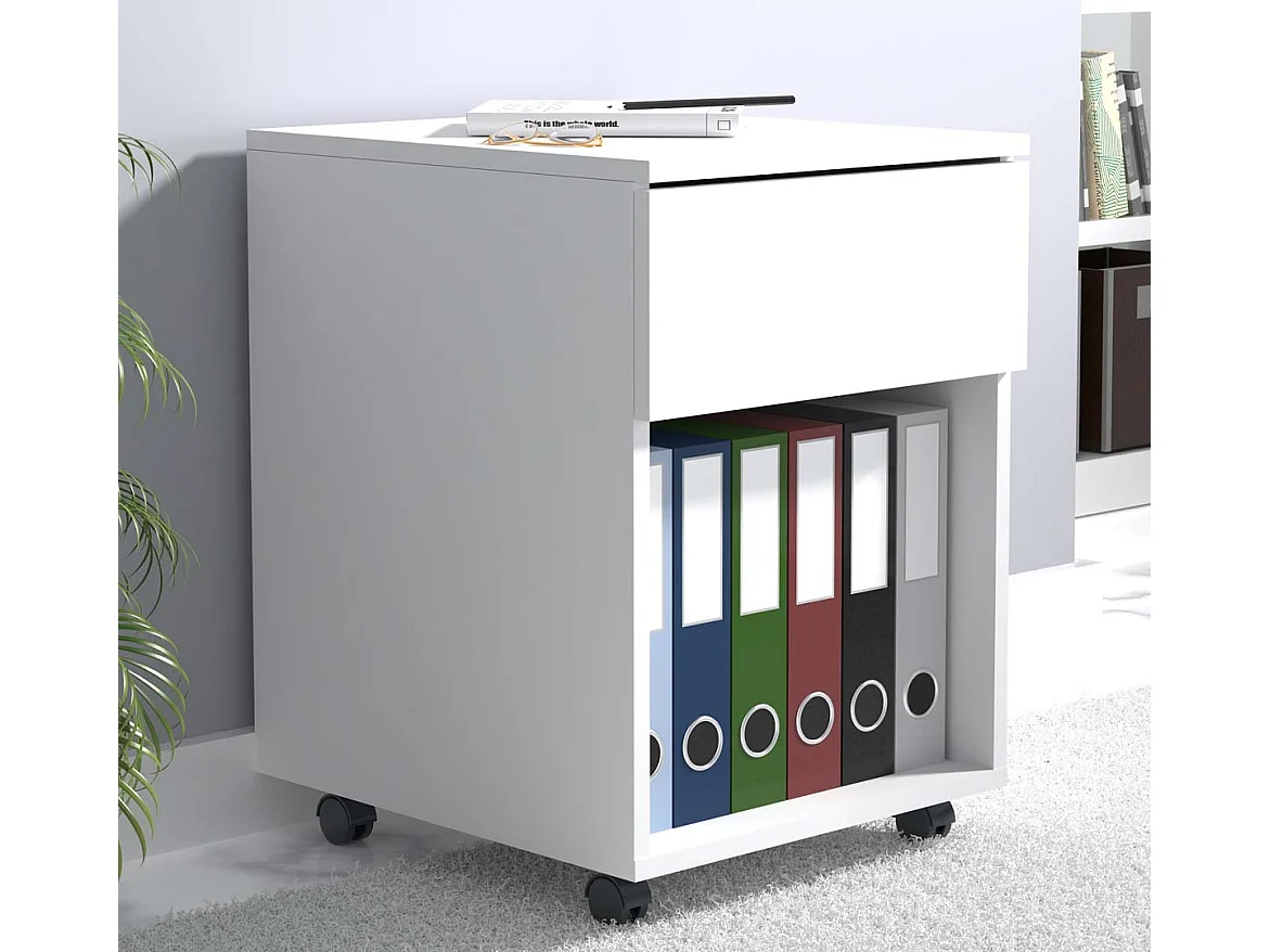 VCM Roll Container | Recipiente lateral com gavetas | Dimensões aprox. A. 55 x L. 39 x P. 45 cm | Contentor de Escritório - Dalosa 1 Gaveta (Branco)