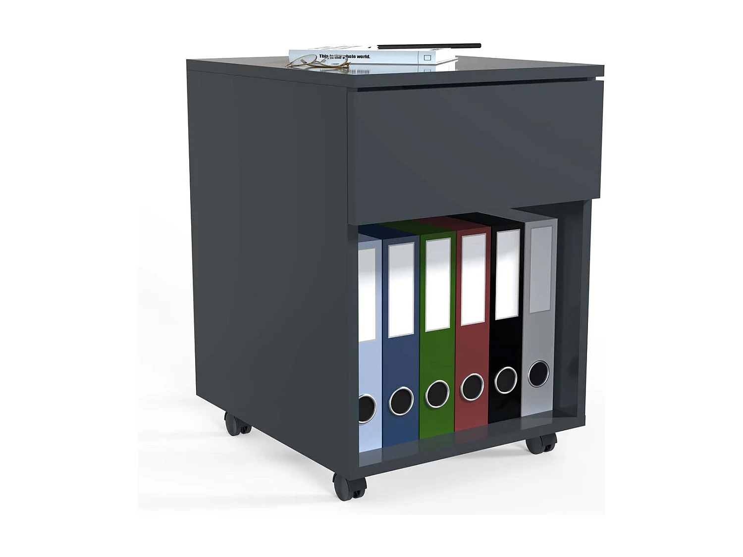 VCM Roll Container | Recipiente lateral com gavetas | Dimensões aprox. A. 55 x L. 39 x P. 45 cm | Contentor de escritório - Dalosa 1 gaveta (antracite)