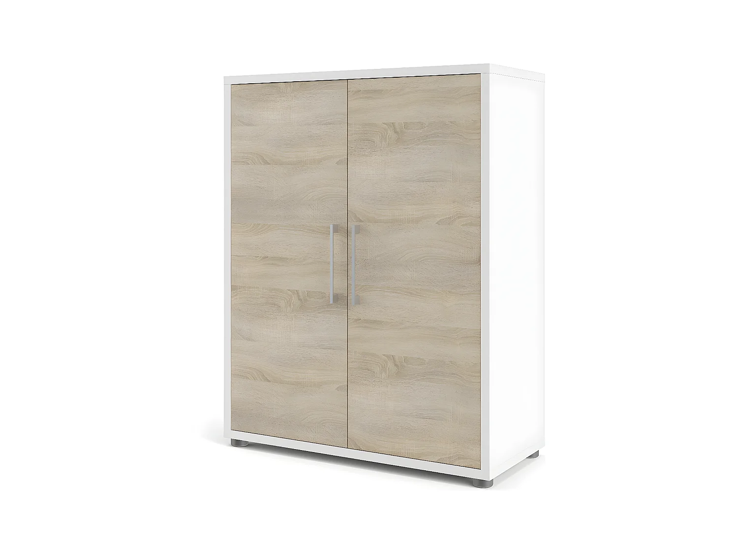 Prisme Armoire de classement à 2 portes, blanc, imitation chêne.