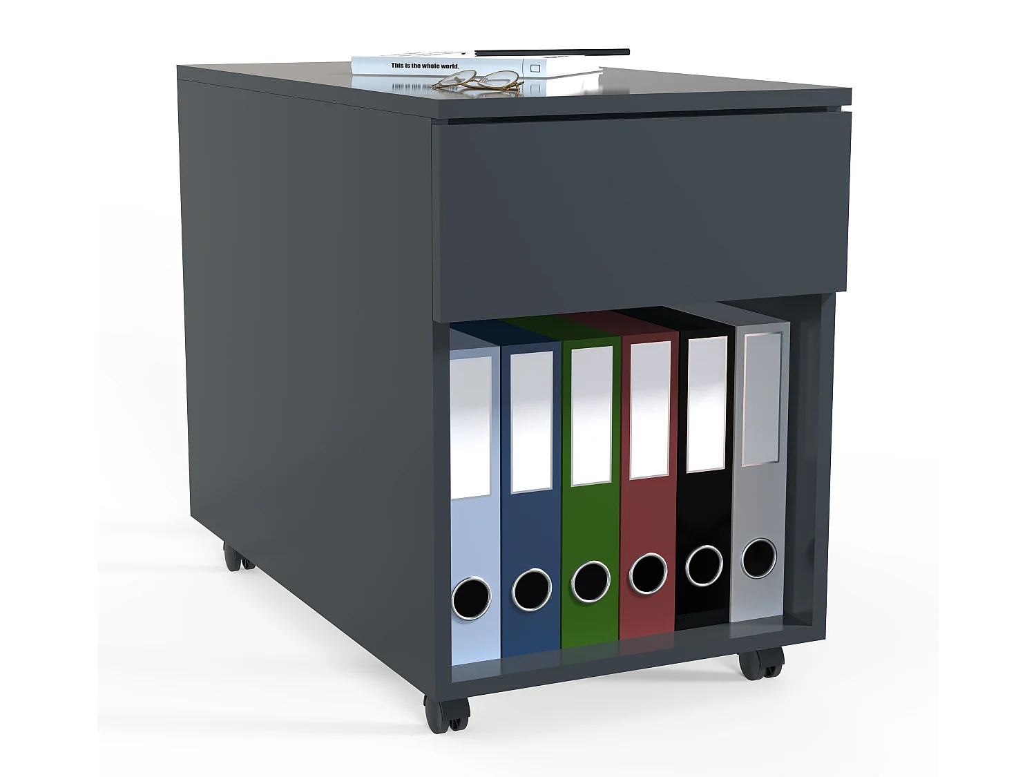 VCM Roll Container | Recipiente lateral com gavetas | Dimensões aprox. A. 55 x L. 39 x P. 70 cm | Contentor de escritório - Dalosa 1 gaveta (antracite)