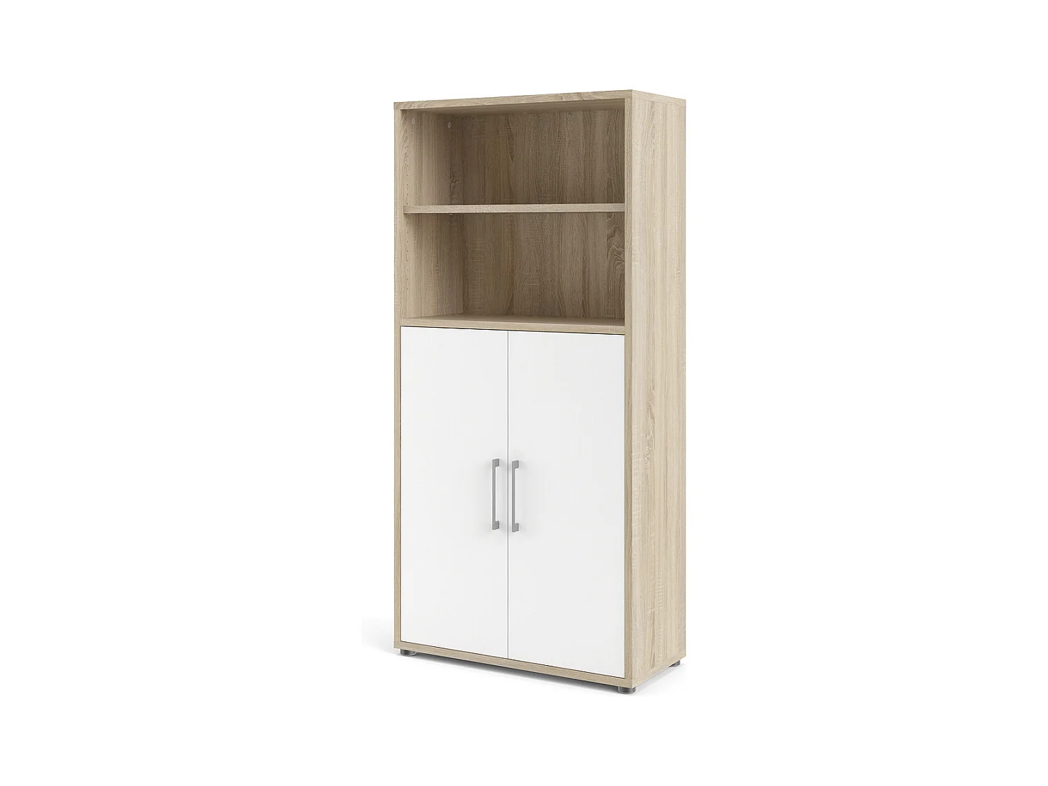 Prisme Aktenschrank 2 Fächer und 2 Türen Eiche Dekor, weiss