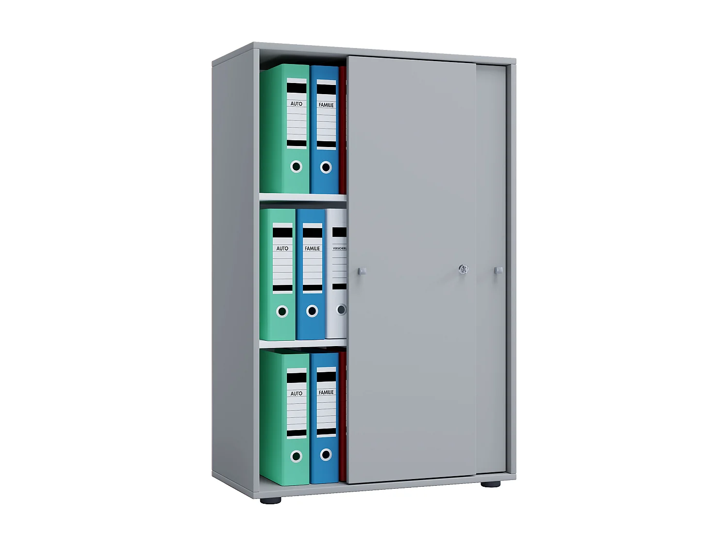 Lona XL Armoire de bureau avec 2 portes coulissantes et serrure, gris.