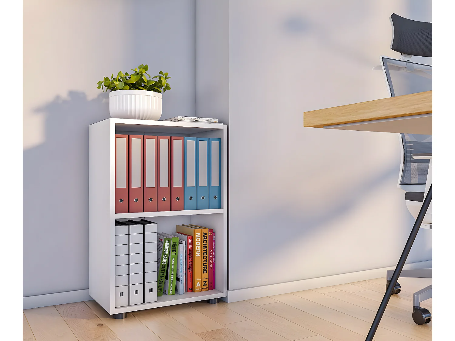 Office Shelf & Bookcase Ulas White H. 74 x W. 49 x D. 32 cm