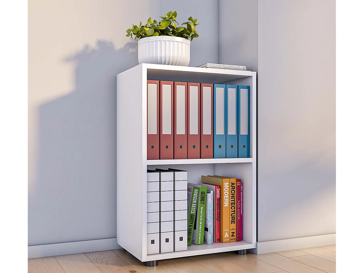 Ulas2 étagère de bureau 2 tablettes blanc.