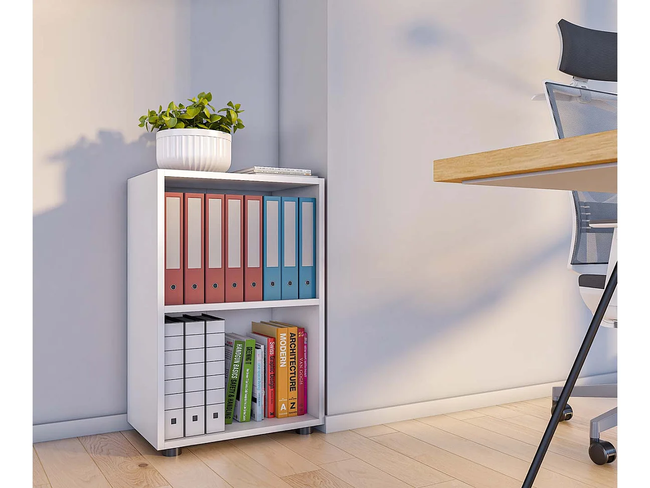 Ulas2 étagère de bureau 2 tablettes blanc.