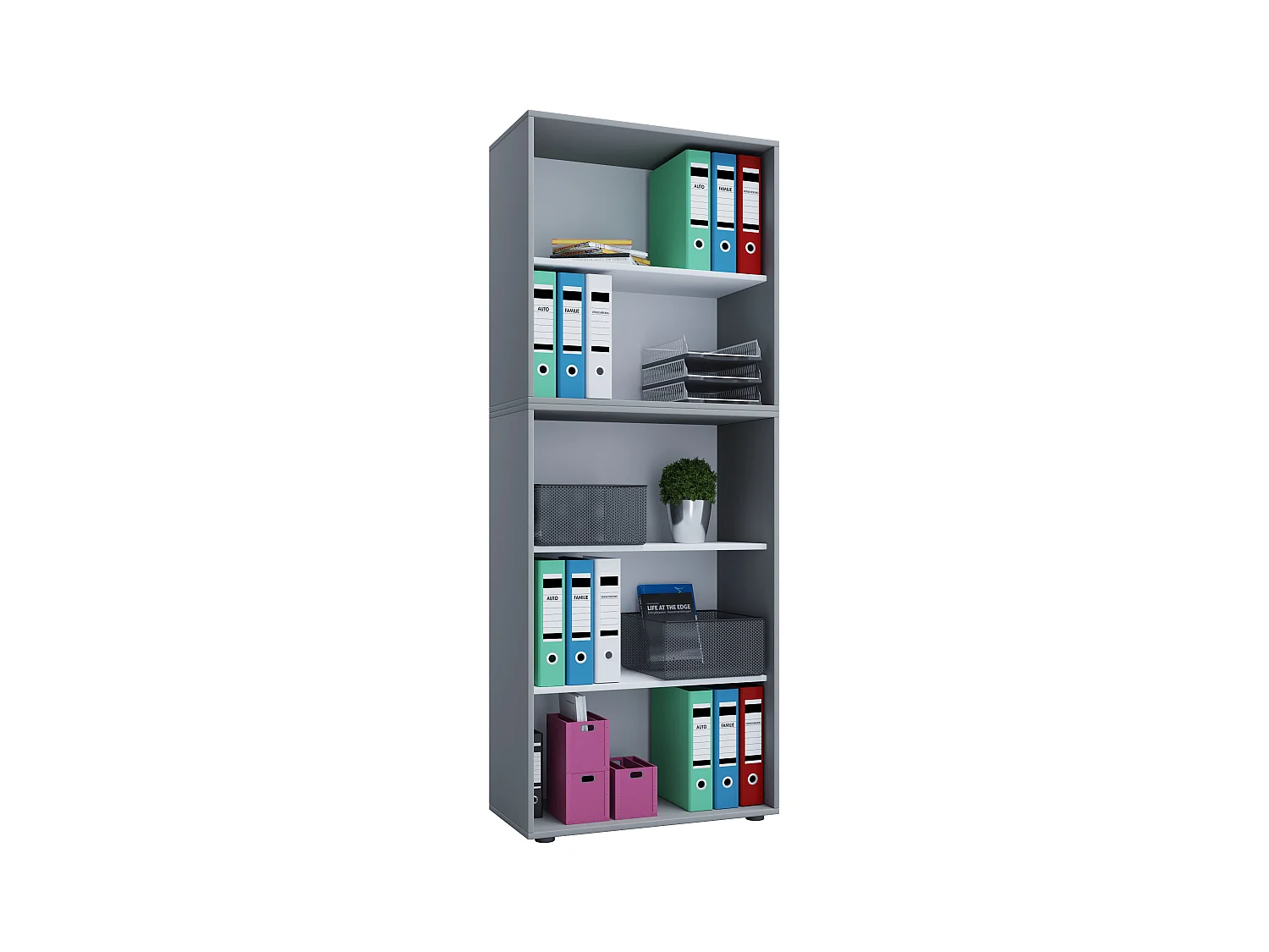 Office Shelf & Bookcase Lona Gray W. 70 x H. 184 x D. 37 cm