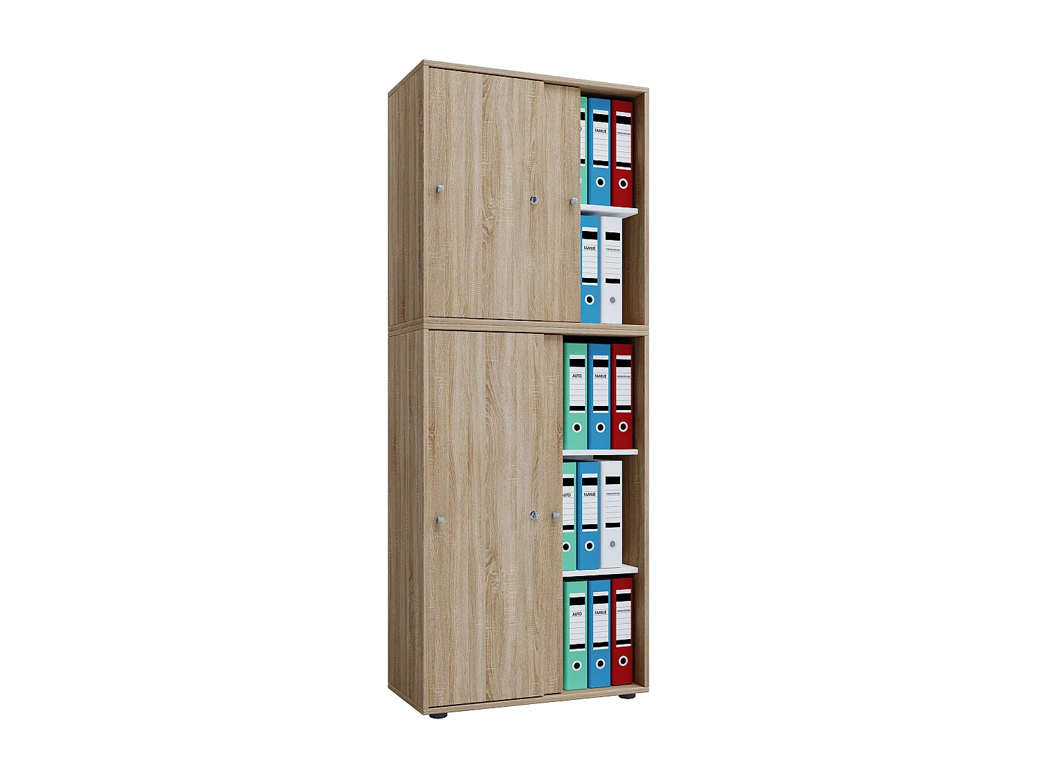 Lona XXL Armoire de bureau avec 4 portes coulissantes et serrure, imitation chêne Sonoma.