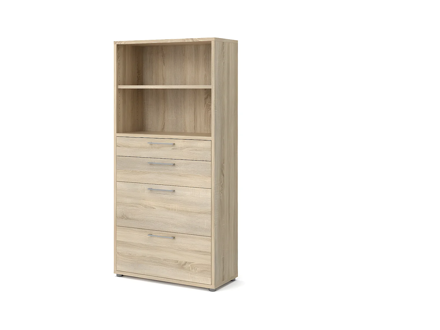 Prisme Armoire de bureau 2 espaces de rangement et 4 tiroirs, finition chêne.