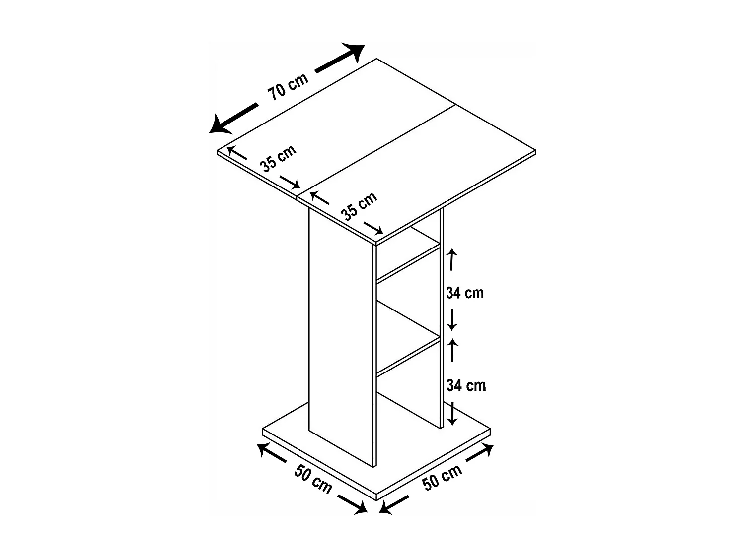 Bofus étagère de bureau avec plateau de table 3 tablettes blanc.