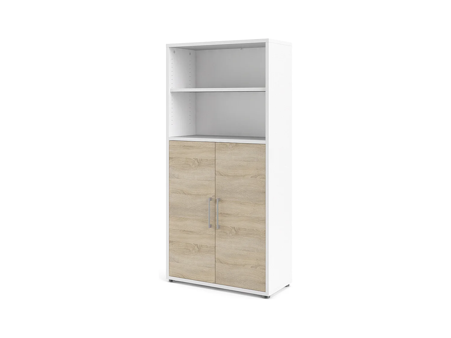 Prisme Aktenschrank 2 Fächer und 2 Türen weiss, Eiche Dekor