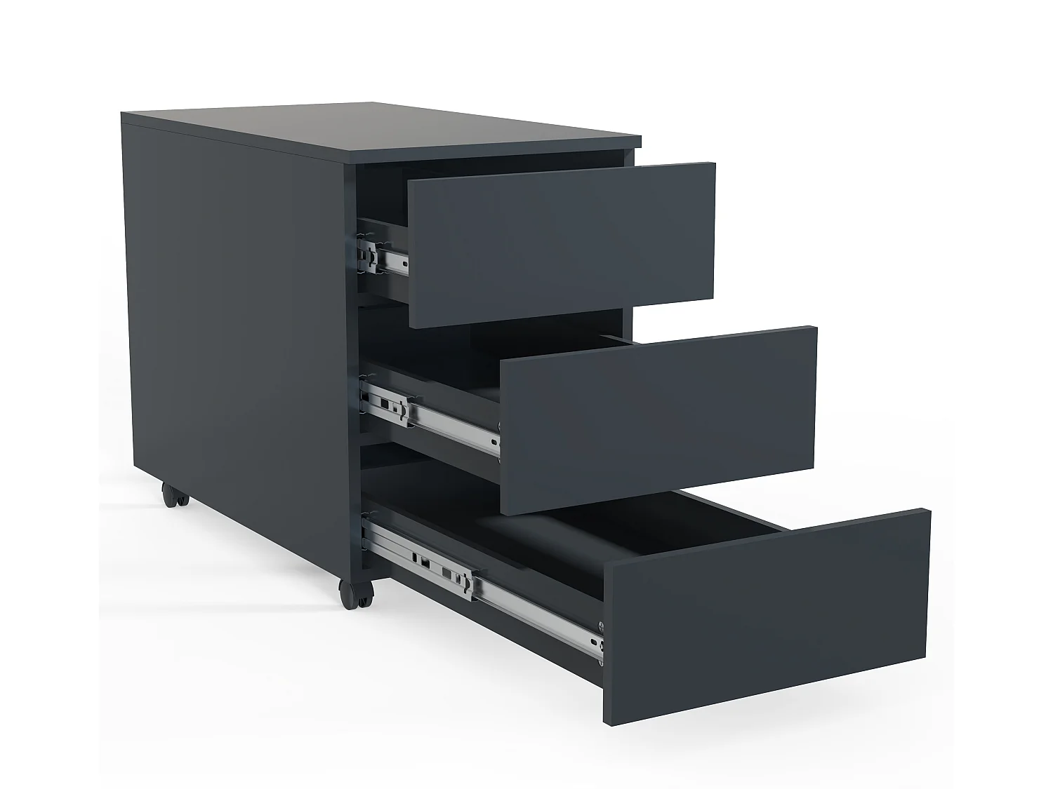 VCM Roll Container | Container lateral com gavetas |Dimensões aprox. A. 55 x L. 39 x P. 70 cm | Recipiente de escritório - Dalosa 3 gavetas (antracite)