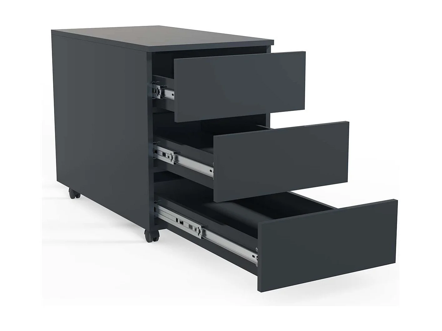 VCM Roll Container | Container lateral com gavetas |Dimensões aprox. A. 55 x L. 39 x P. 70 cm | Recipiente de escritório - Dalosa 3 gavetas (antracite)