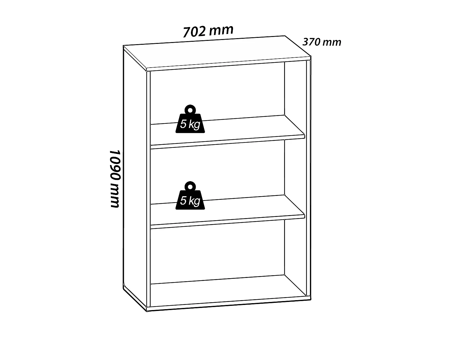Office Shelf & Bookcase Lona Gray W. 70 x H. 111 x D. 37 cm