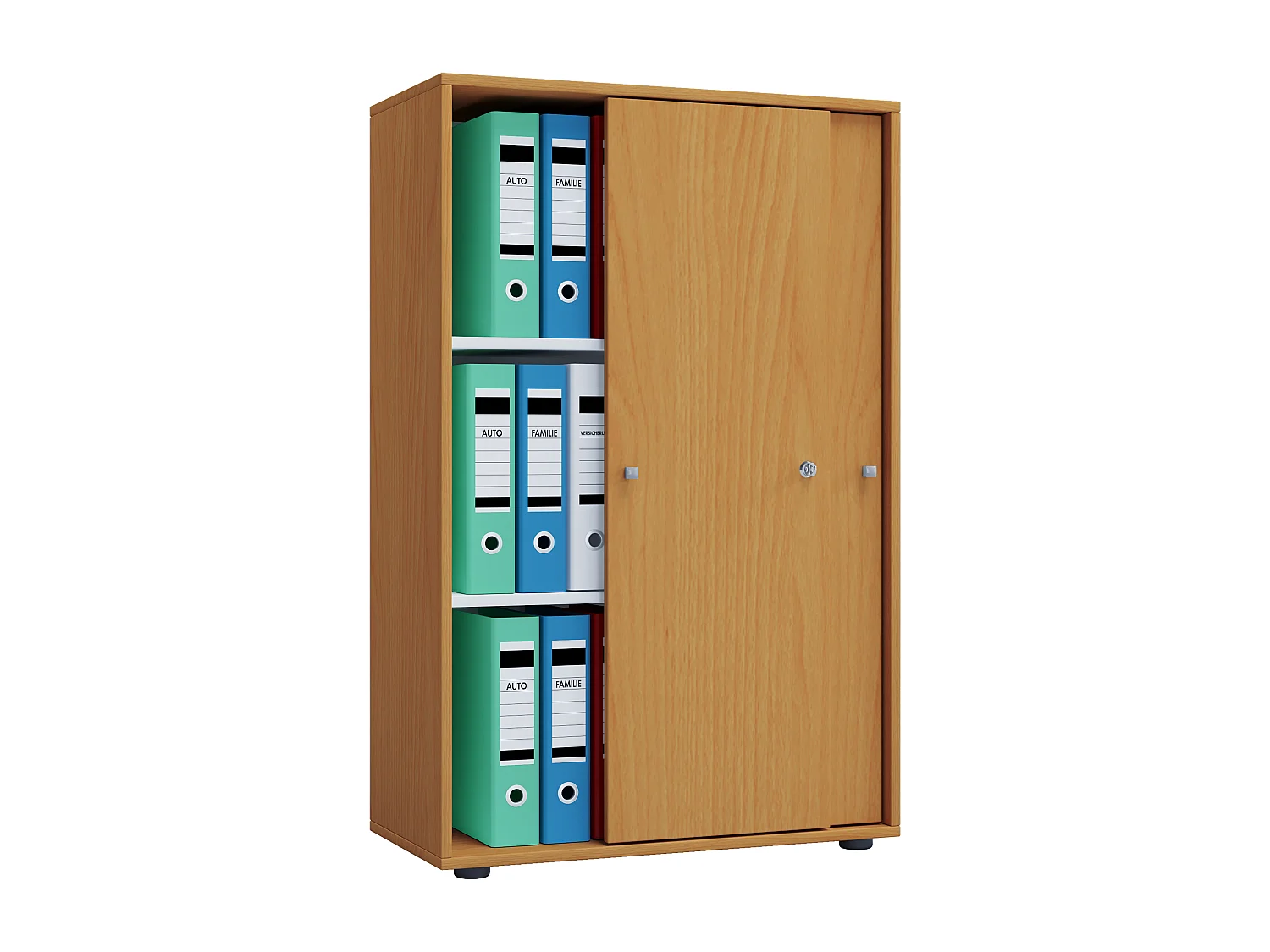 Lona XL Armoire de bureau avec 2 portes coulissantes et serrure, imitation hêtre.
