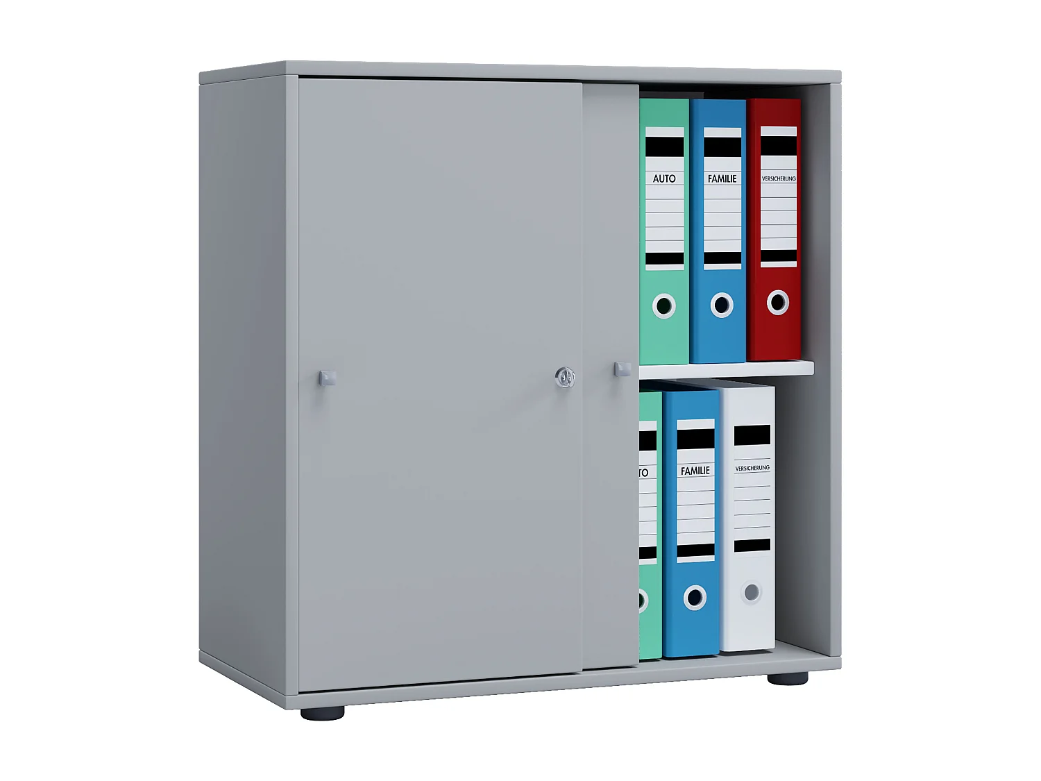 Lona L Armoire de bureau avec 2 portes coulissantes et serrure, gris.
