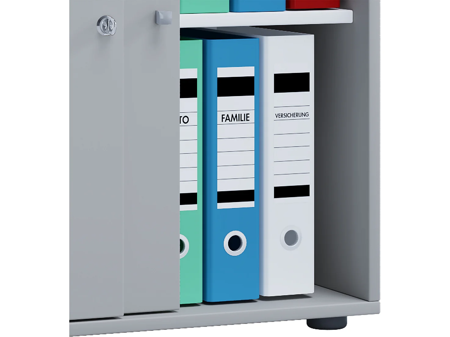 Lona L Armoire de bureau avec 2 portes coulissantes et serrure, gris.