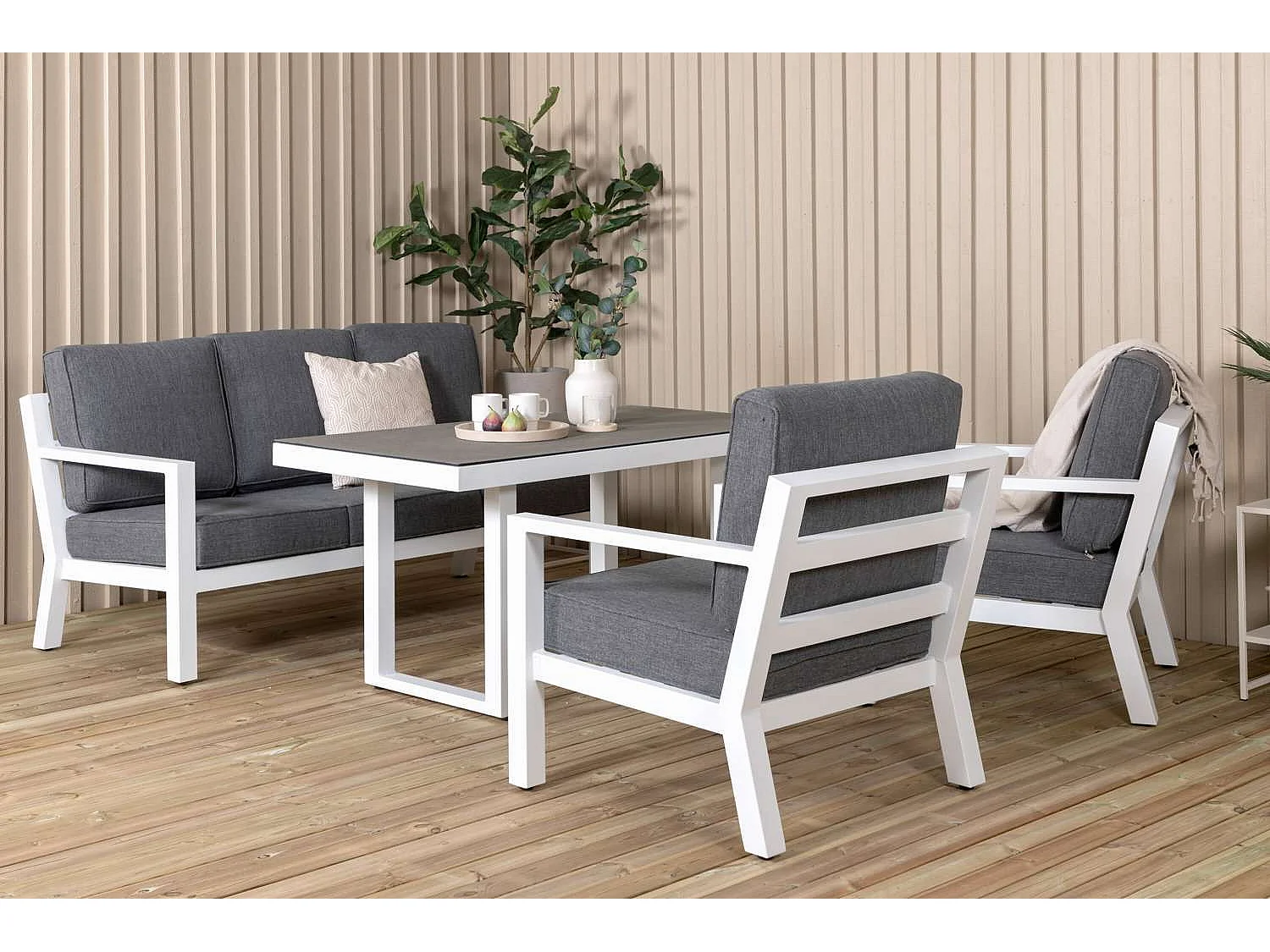 Salon de Jardin "Barcelona" 171cm Blanc