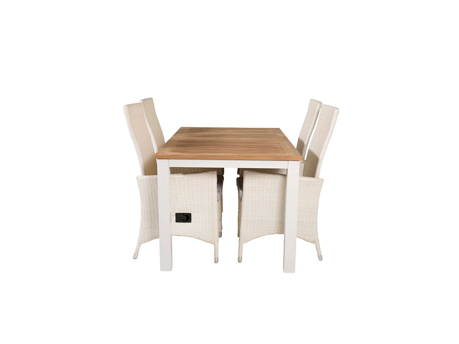 Panama tuinmeubelset tafel 90x152/210cm en 4 stoel Padova wit, naturel.