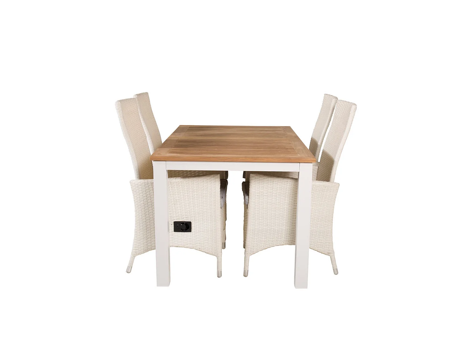 Panama tuinmeubelset tafel 90x152/210cm en 4 stoel Padova wit, naturel.