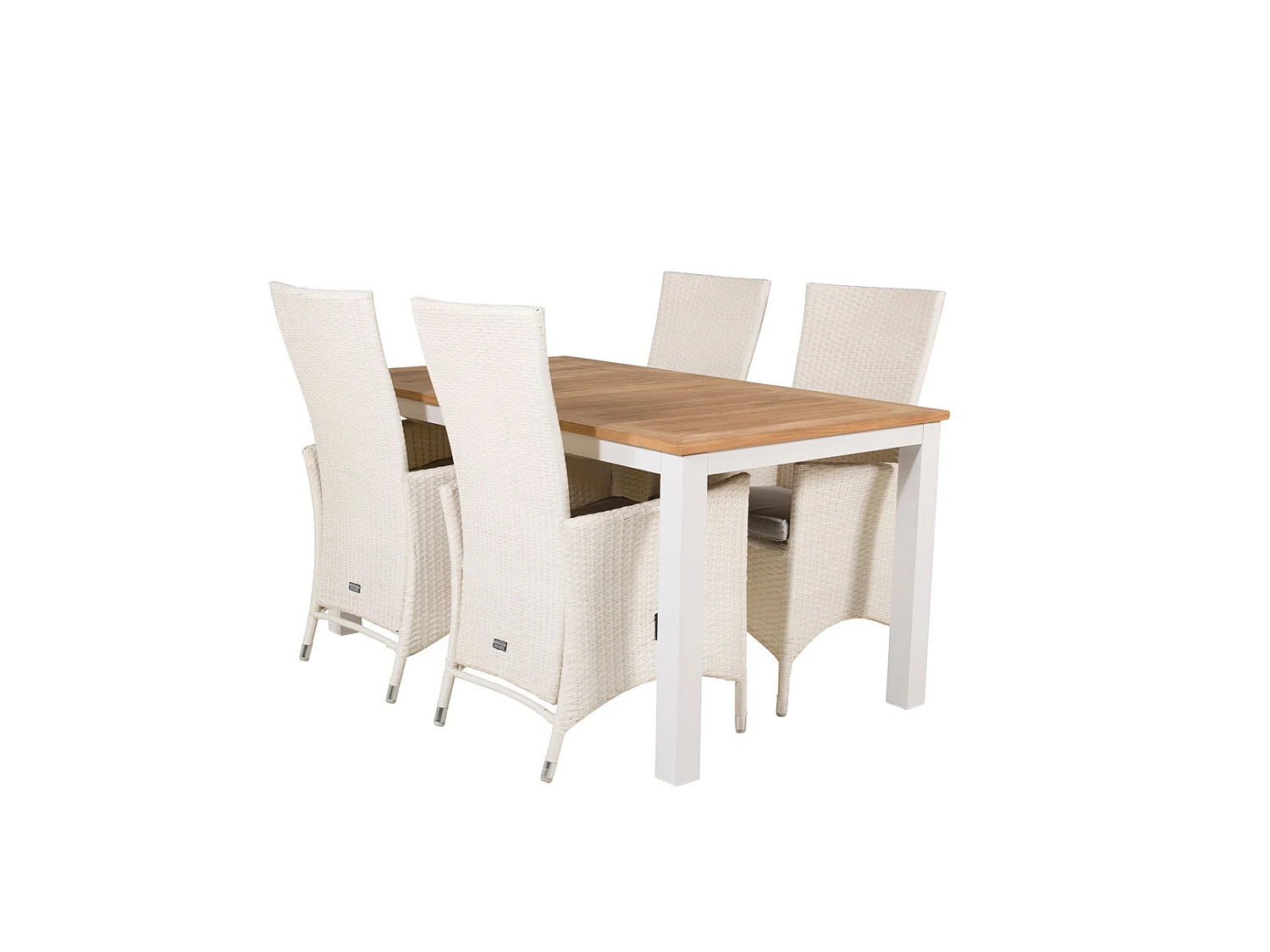 Panama tuinmeubelset tafel 90x152/210cm en 4 stoel Padova wit, naturel.