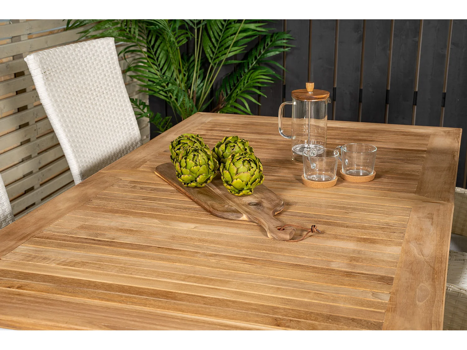 Panama tuinmeubelset tafel 90x152/210cm en 4 stoel Padova wit, naturel.