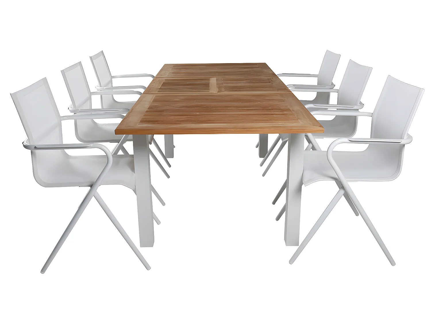 Panama Ensemble table et chaises de jardin, table 90x152/210cm et 6 chaises Alina, blanc, naturel.