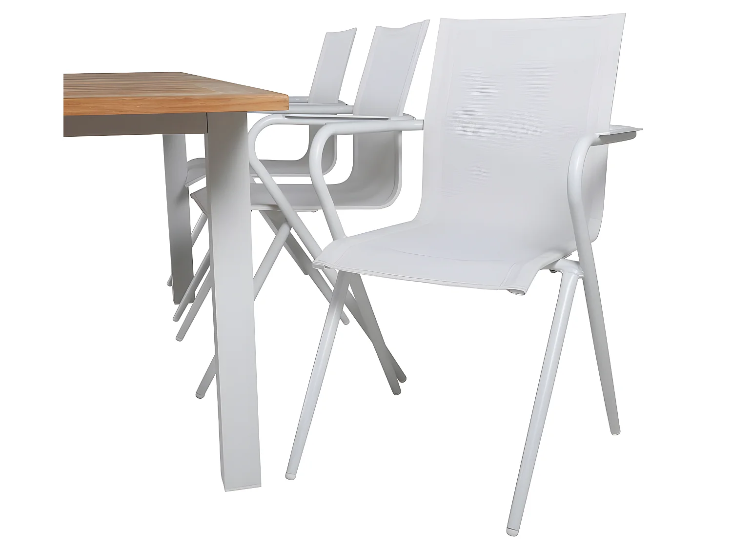 Panama Ensemble table et chaises de jardin, table 90x152/210cm et 6 chaises Alina, blanc, naturel.