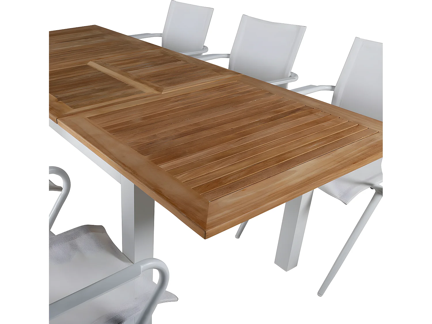 Panama Ensemble table et chaises de jardin, table 90x152/210cm et 6 chaises Alina, blanc, naturel.