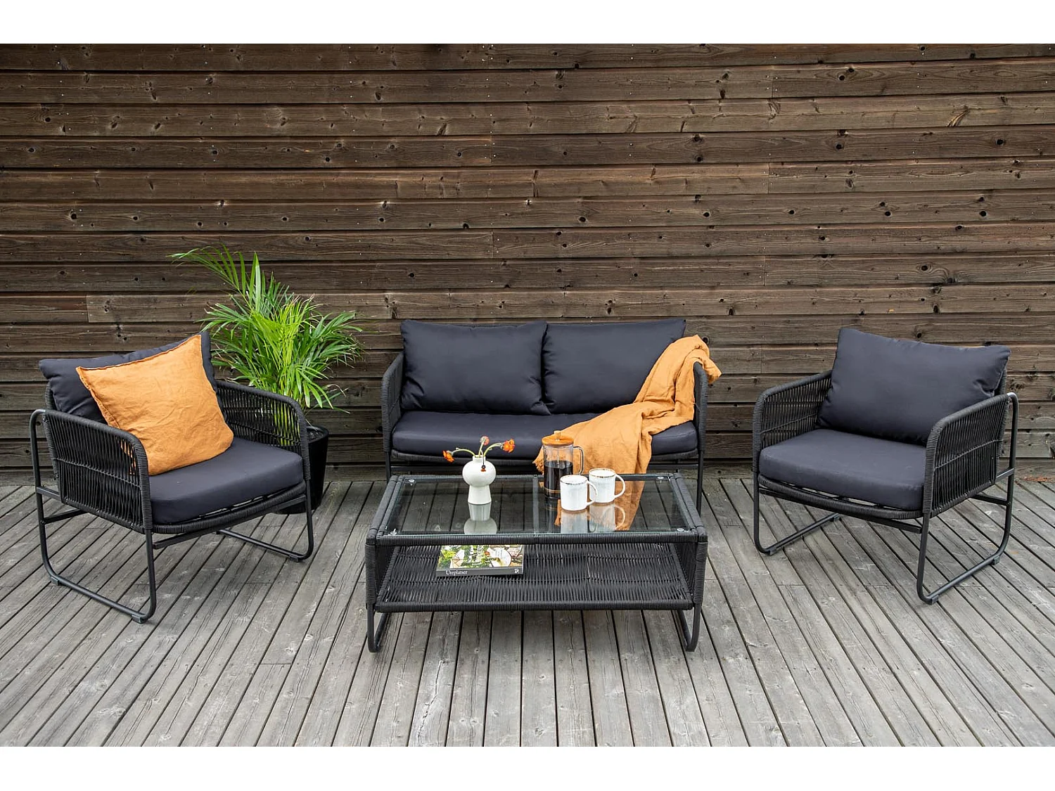 Salon de Jardin "Utah" 127cm Noir