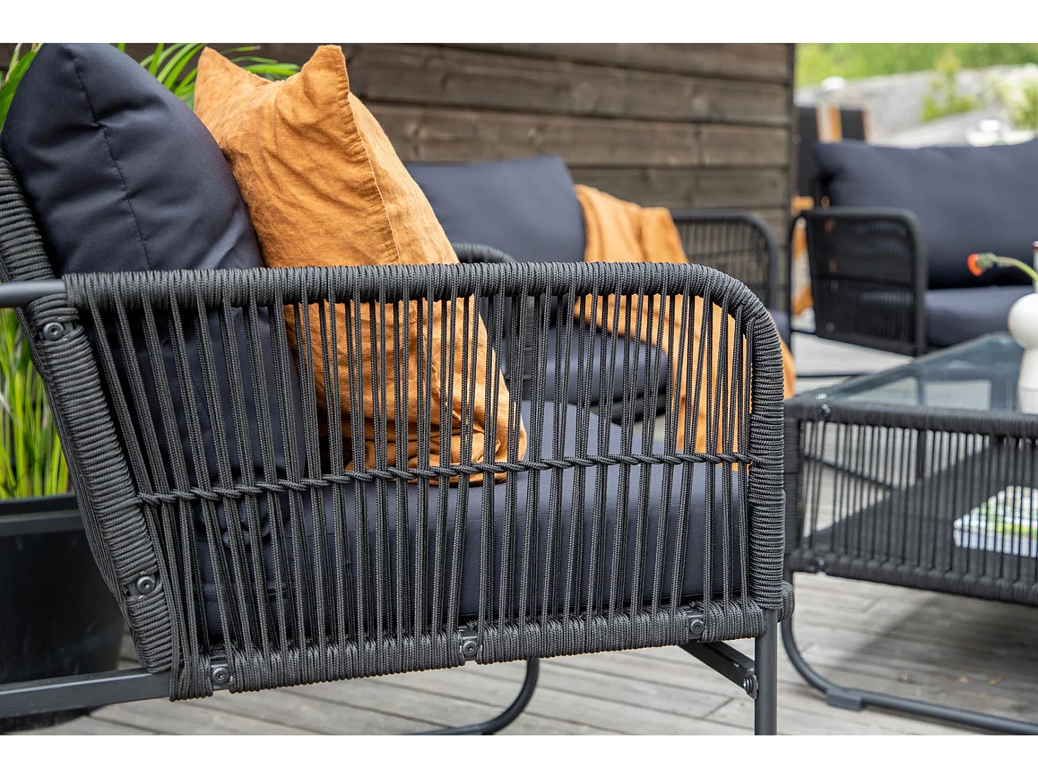 Utah tuinmeubelset 4 delen zwart.