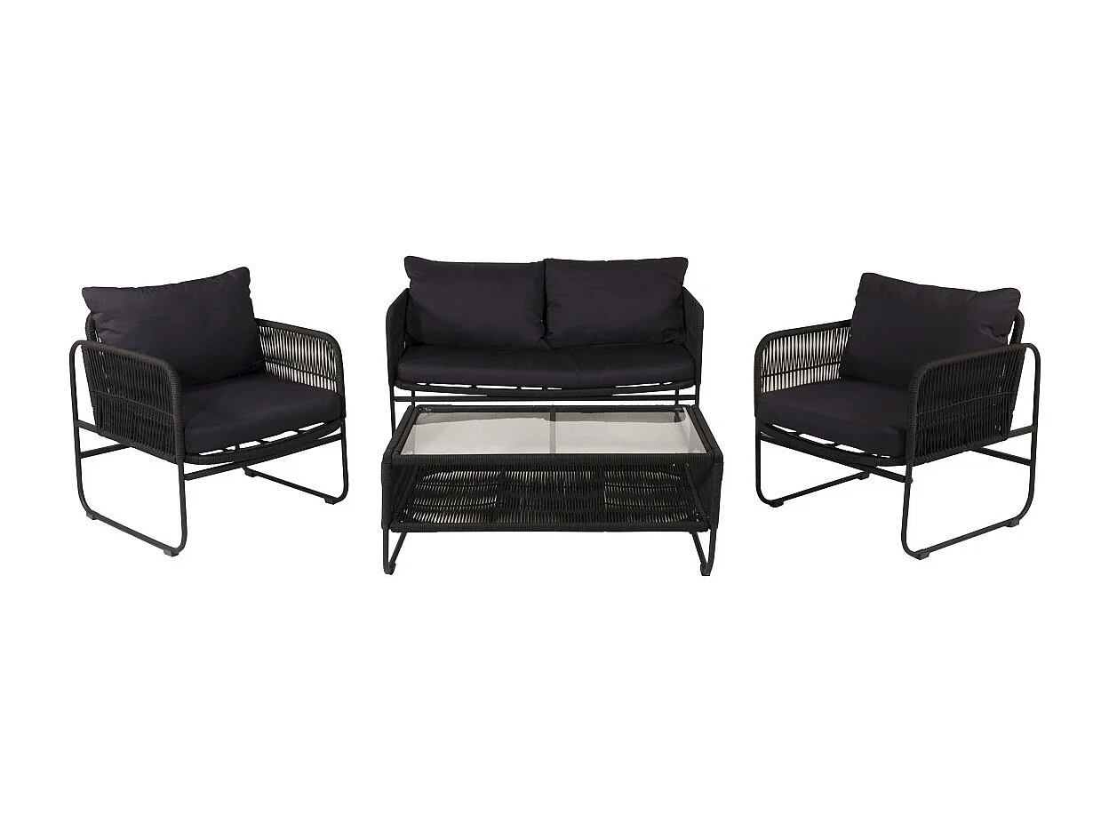 Salon de Jardin "Utah" 127cm Noir