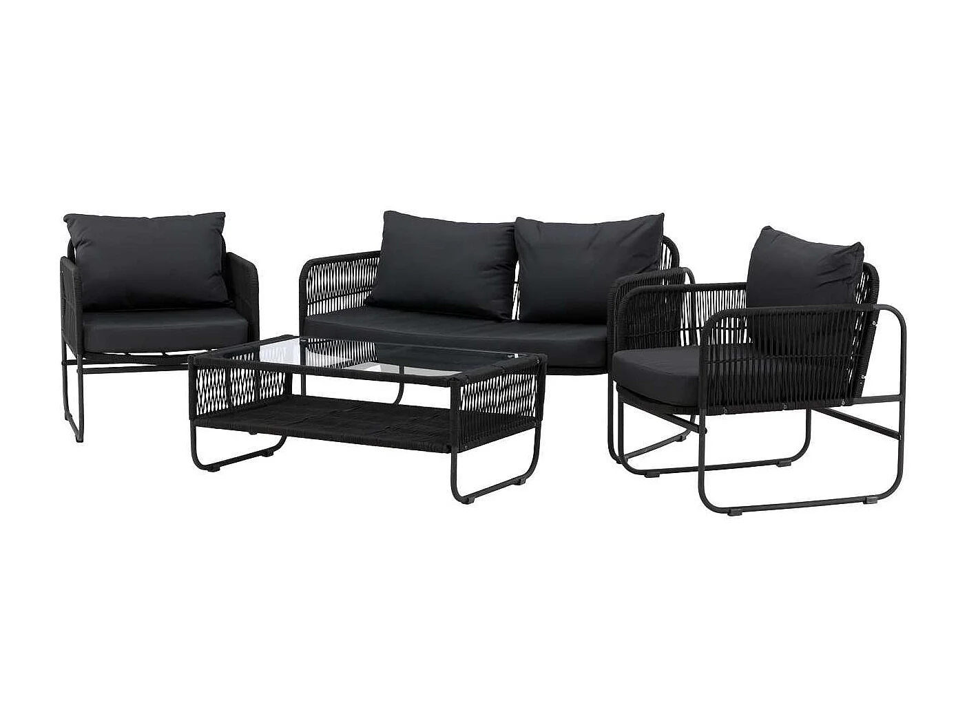 Utah tuinmeubelset 4 delen zwart.