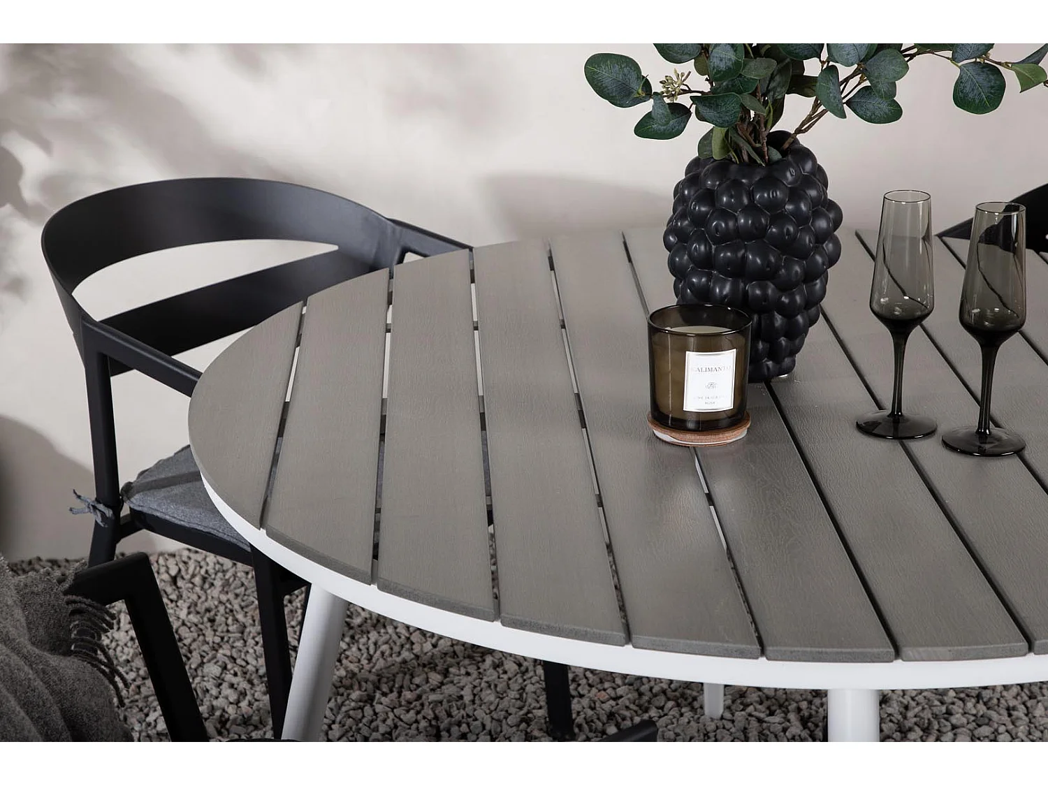 Break tuinmeubelset tafel 120x120cm, 4 stoelen Wear, grijs,zwart.