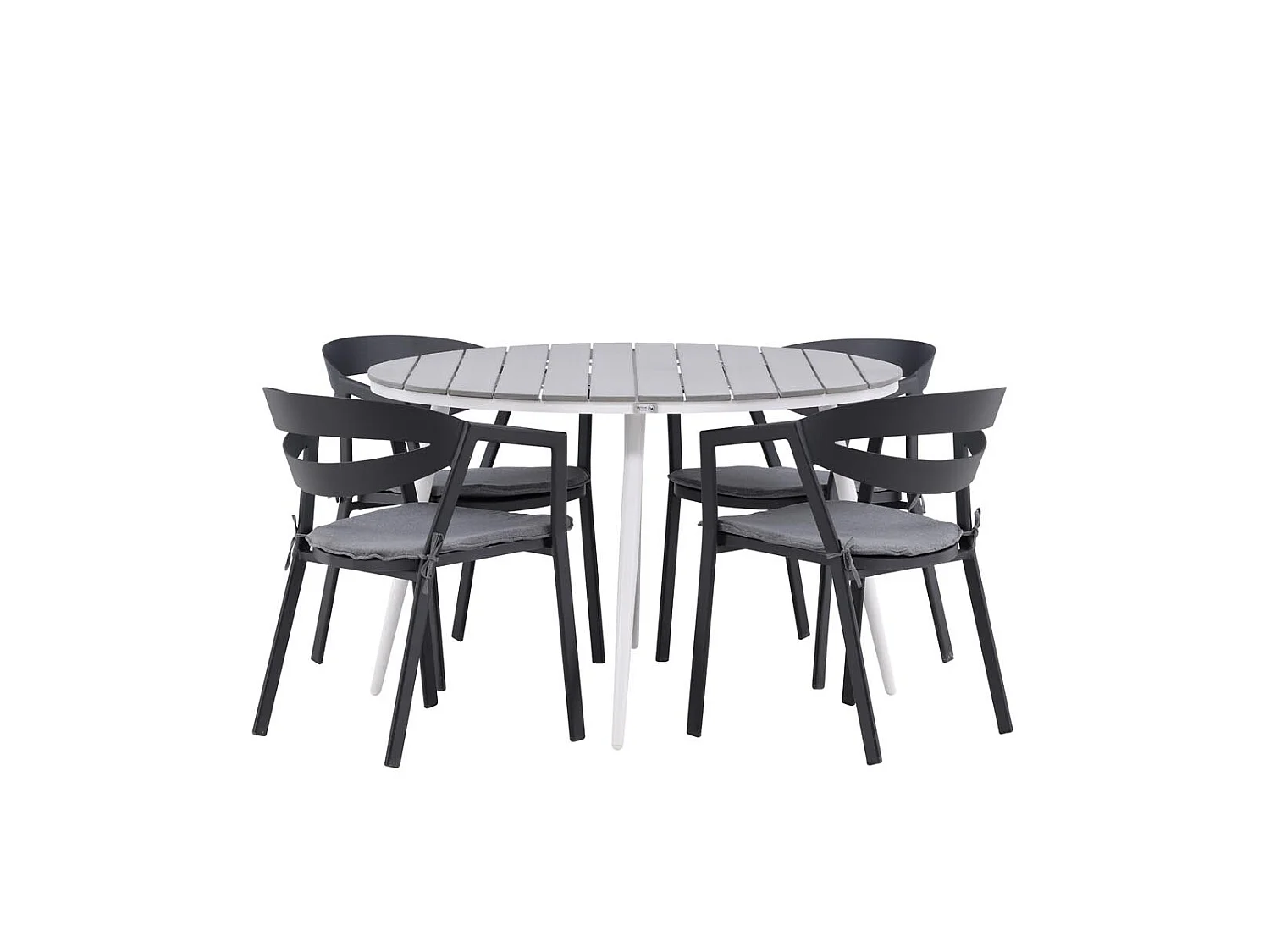 Break tuinmeubelset tafel 120x120cm, 4 stoelen Wear, grijs,zwart.