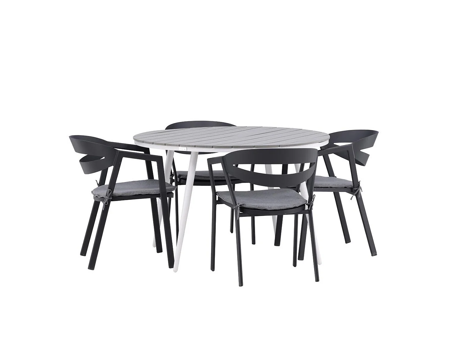 Break tuinmeubelset tafel 120x120cm, 4 stoelen Wear, grijs,zwart.