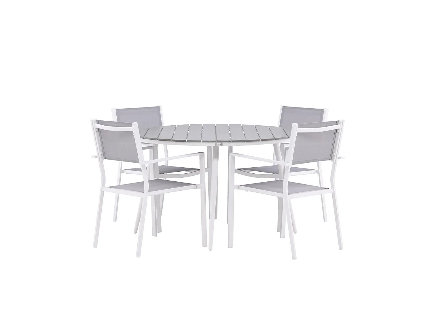 Break ensemble table et chaises de jardin, table 120x120cm, 4 chaises Copacabana, gris,gris.