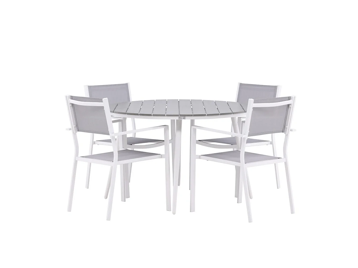 Break ensemble table et chaises de jardin, table 120x120cm, 4 chaises Copacabana, gris,gris.