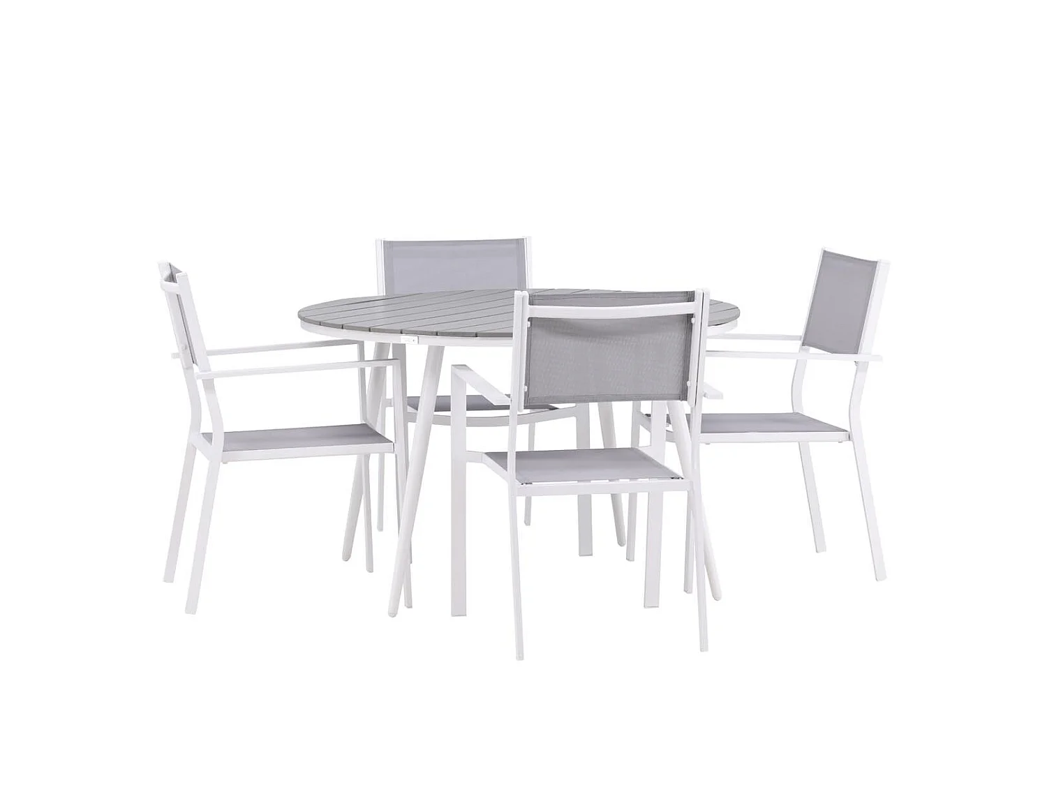 Break ensemble table et chaises de jardin, table 120x120cm, 4 chaises Copacabana, gris,gris.