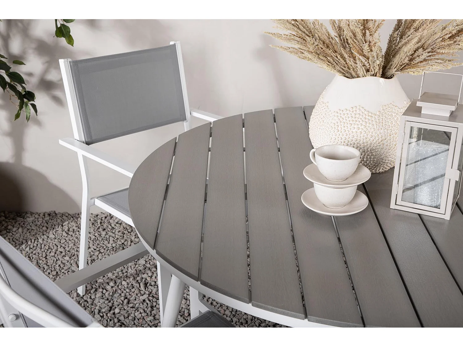 Break ensemble table et chaises de jardin, table 120x120cm, 4 chaises Copacabana, gris,gris.