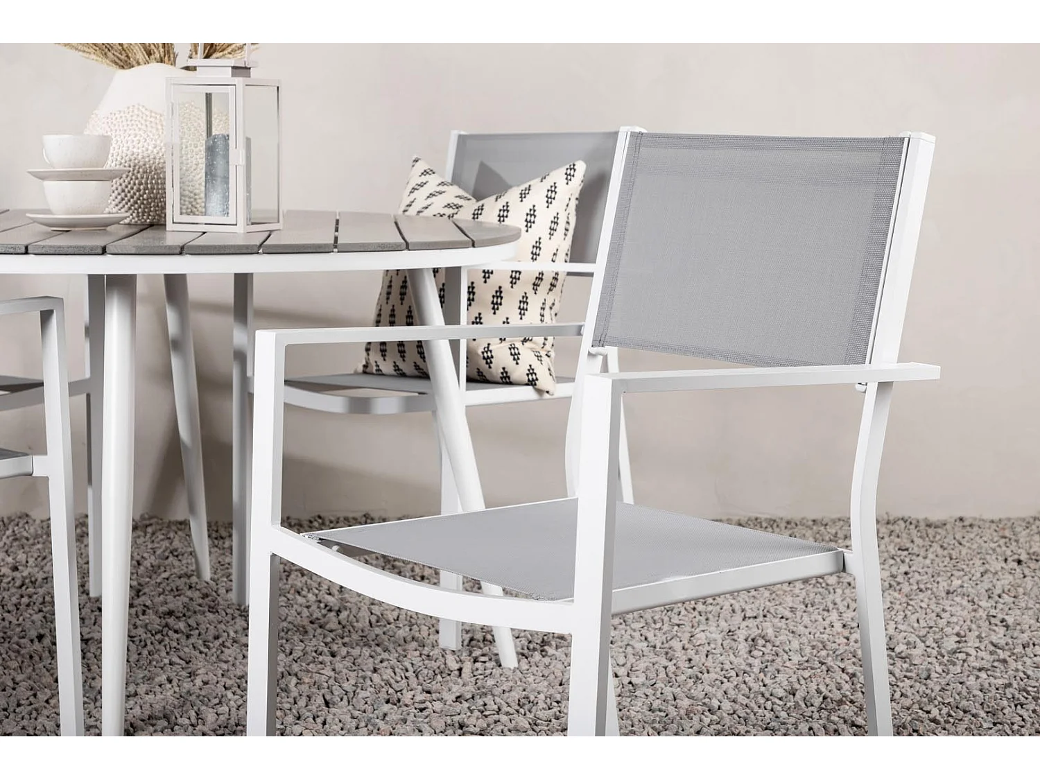 Break ensemble table et chaises de jardin, table 120x120cm, 4 chaises Copacabana, gris,gris.