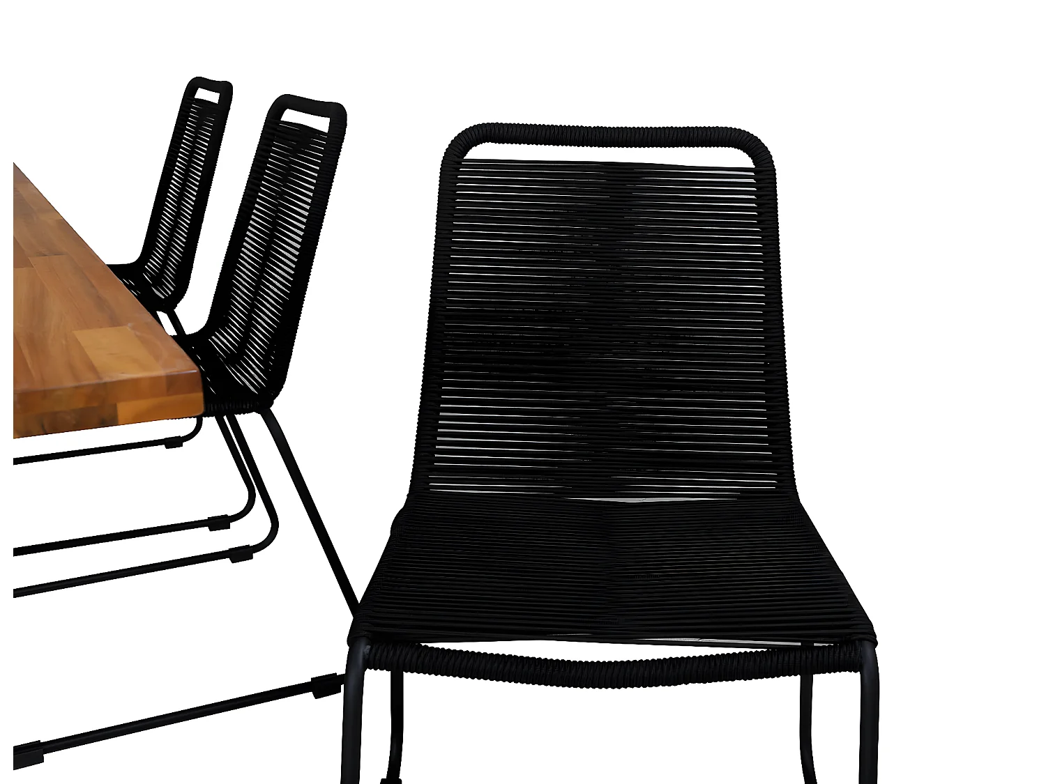 Plankton Gartenset Tisch 100x220cm und 6 Stühle stabelS Lindos schwarz, natur.