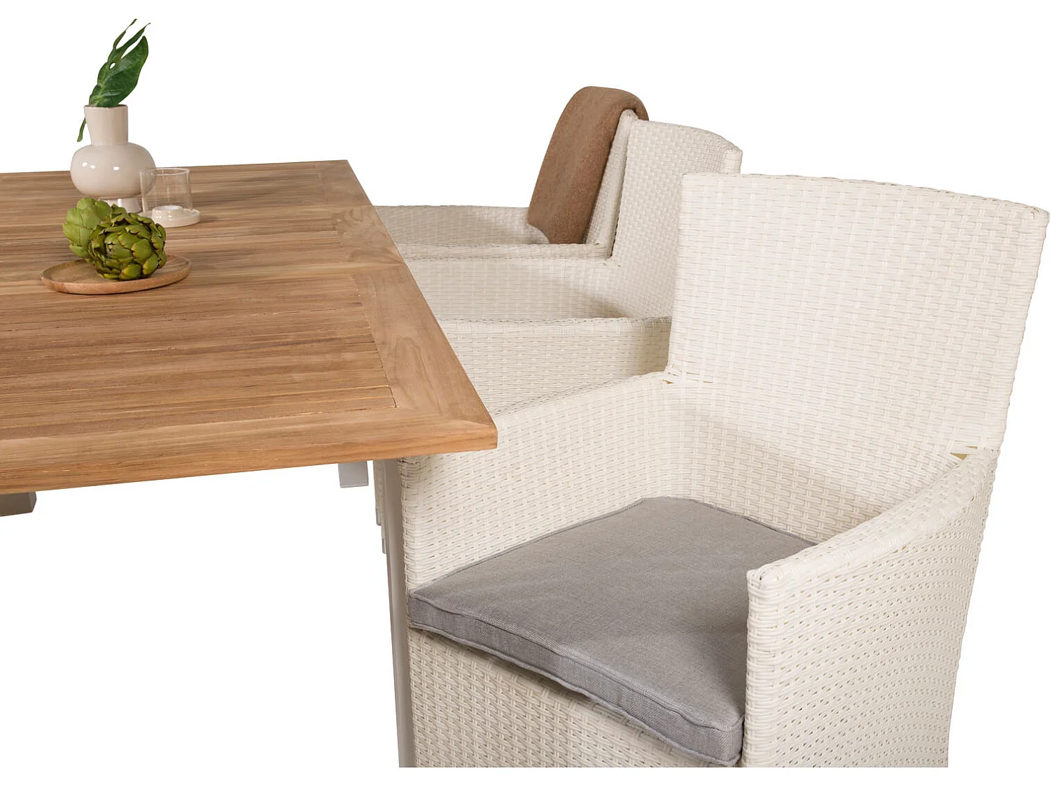 Panama Ensemble table et chaises de jardin, table 90x152/210cm et 6 chaises Malin, blanc, naturel.