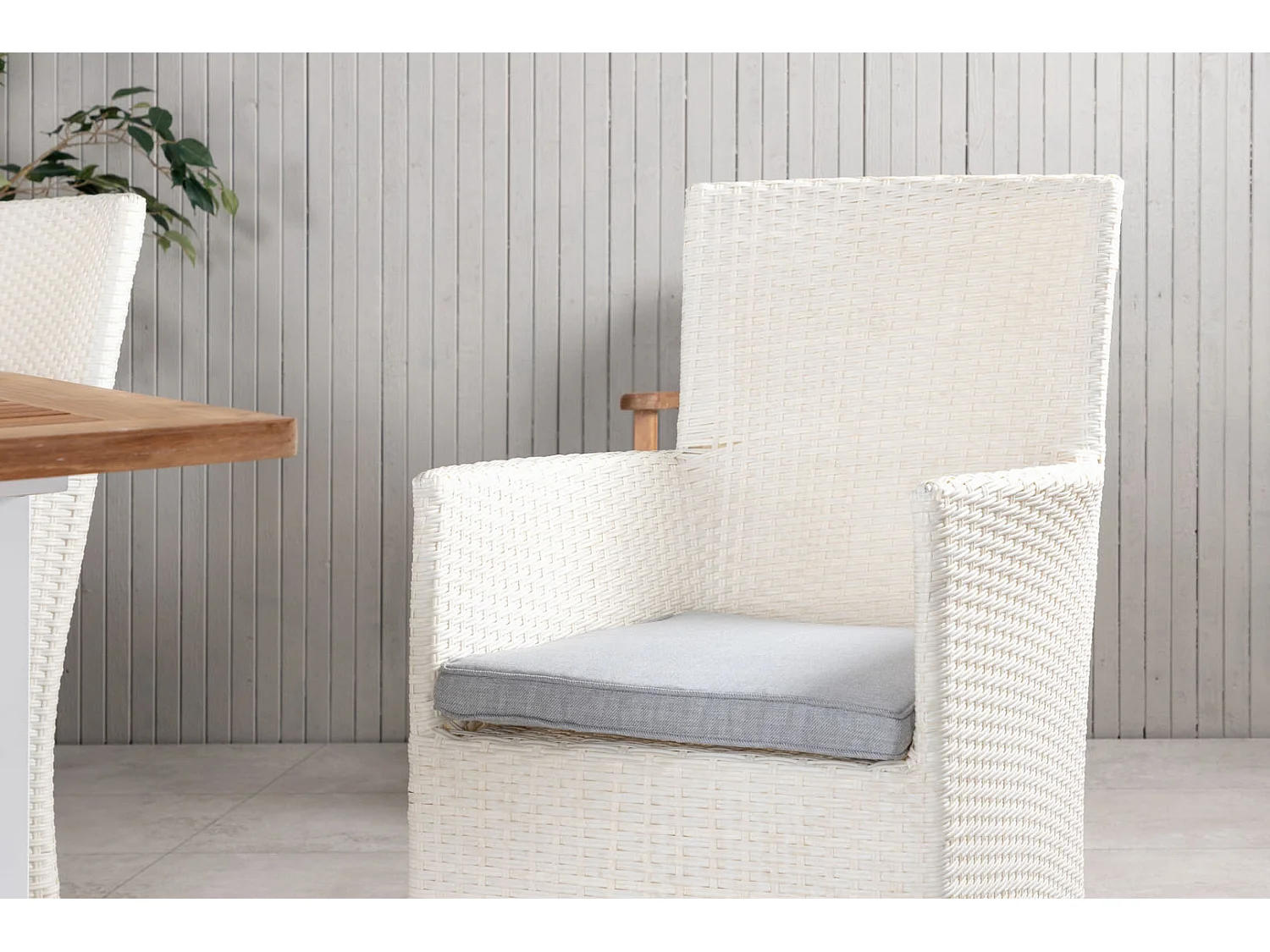 Panama Ensemble table et chaises de jardin, table 90x152/210cm et 6 chaises Malin, blanc, naturel.
