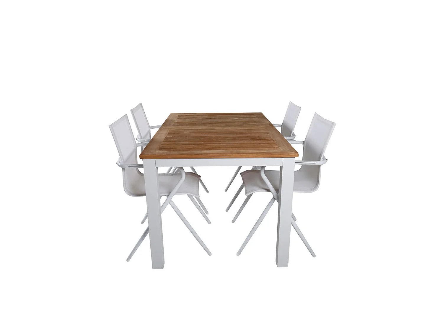 Panama Ensemble table et chaises de jardin, table 90x152/210cm et 4 chaises Alina, blanc, naturel.