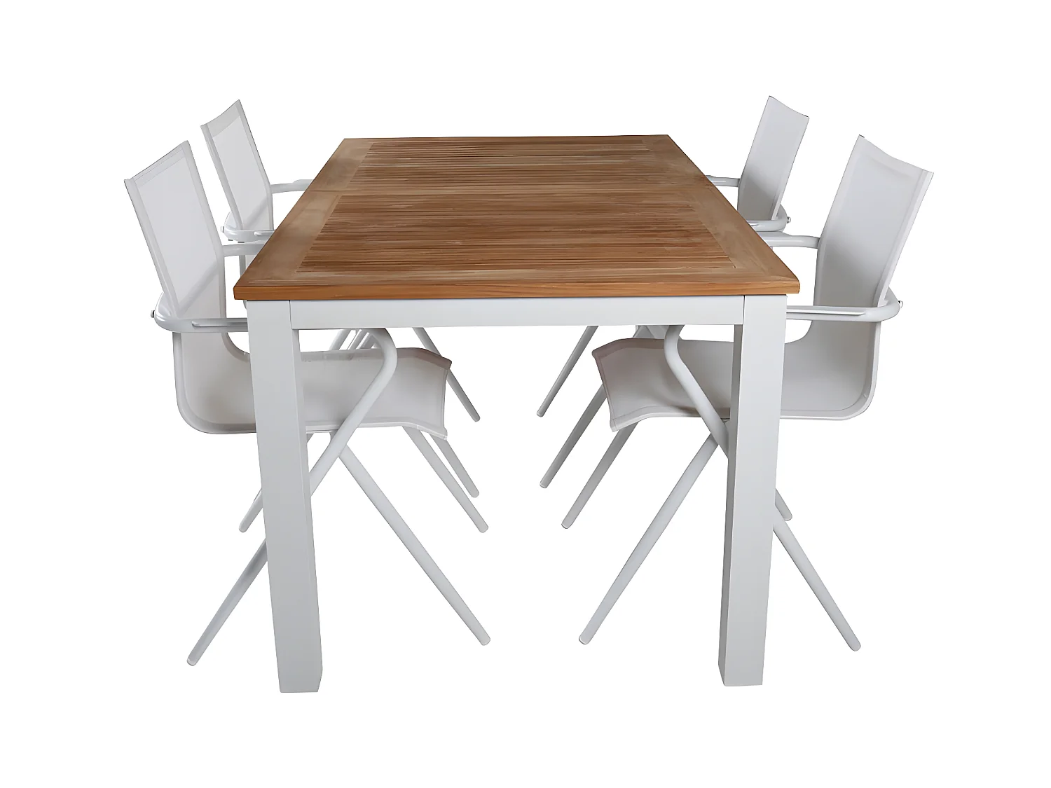 Panama Ensemble table et chaises de jardin, table 90x152/210cm et 4 chaises Alina, blanc, naturel.