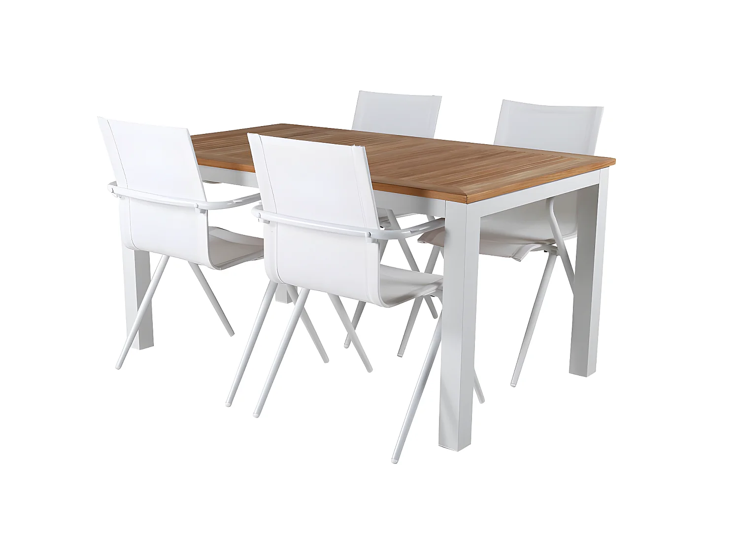 Panama Ensemble table et chaises de jardin, table 90x152/210cm et 4 chaises Alina, blanc, naturel.