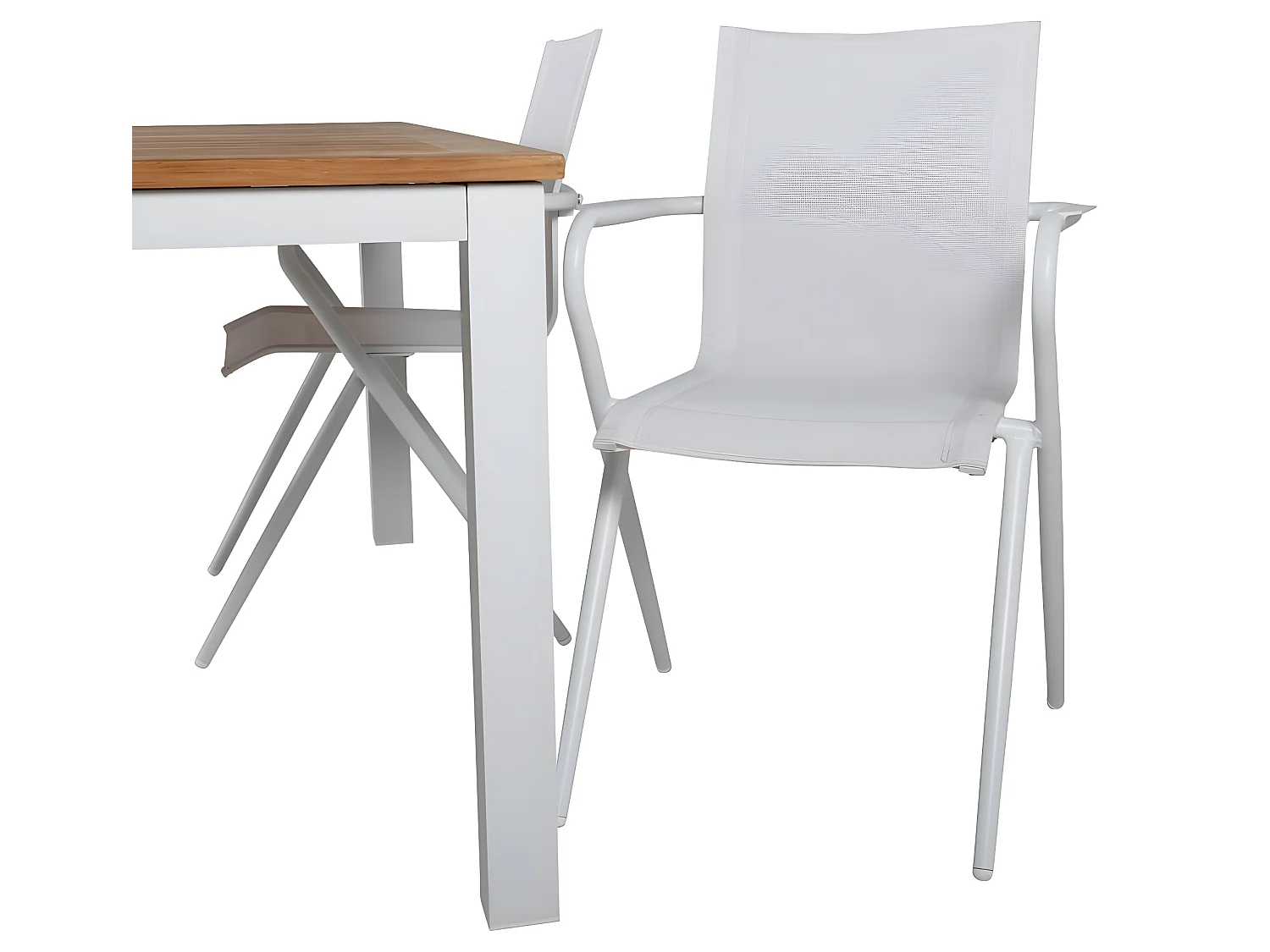Panama Ensemble table et chaises de jardin, table 90x152/210cm et 4 chaises Alina, blanc, naturel.