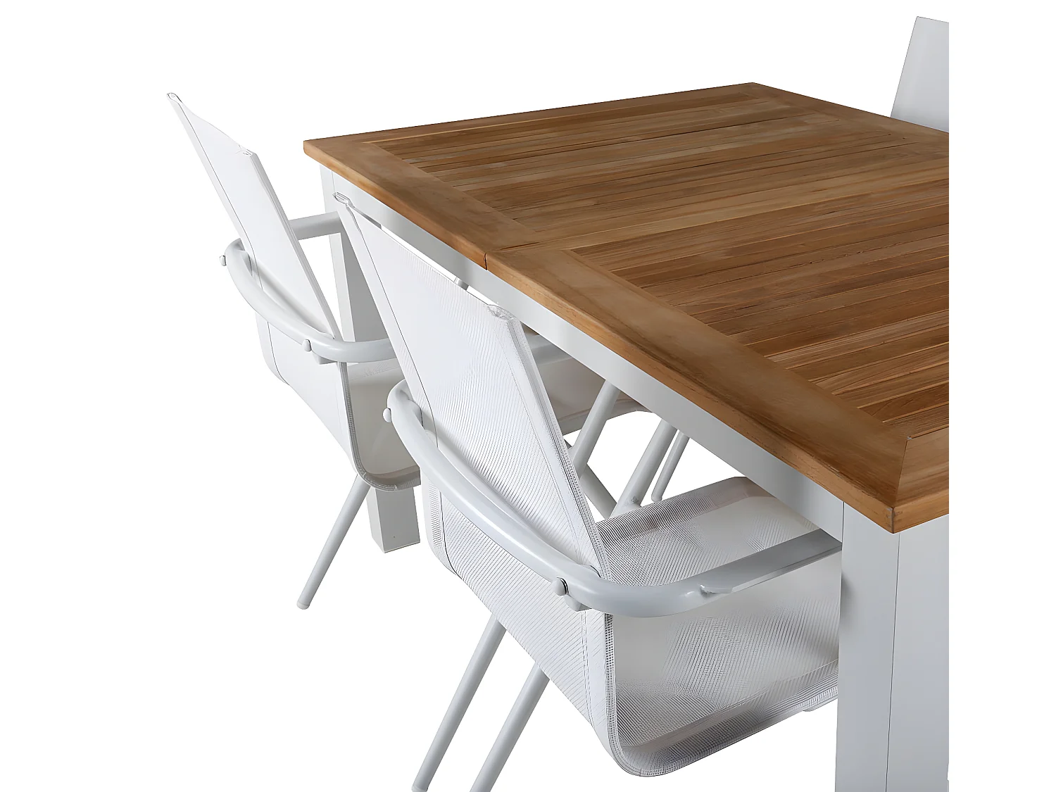 Panama Ensemble table et chaises de jardin, table 90x152/210cm et 4 chaises Alina, blanc, naturel.